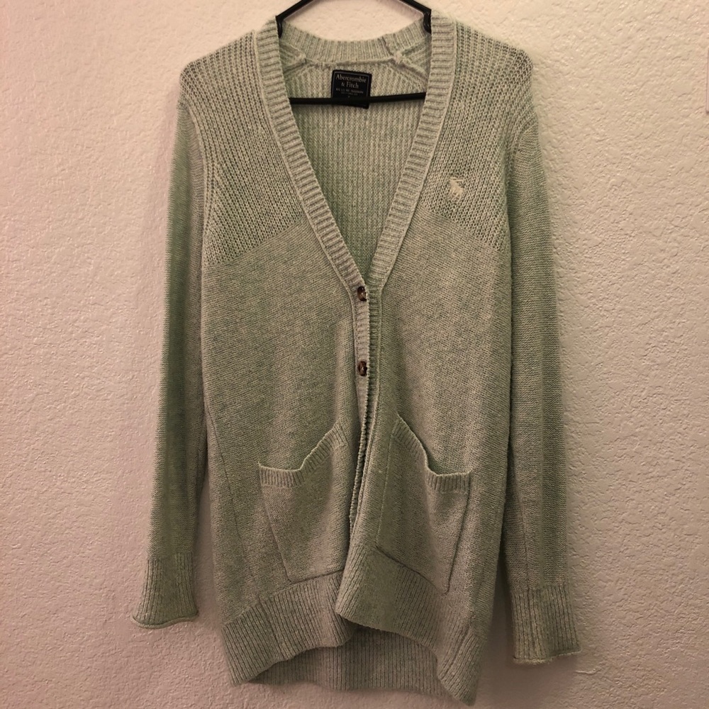 Abercrombie mint green long cardigan